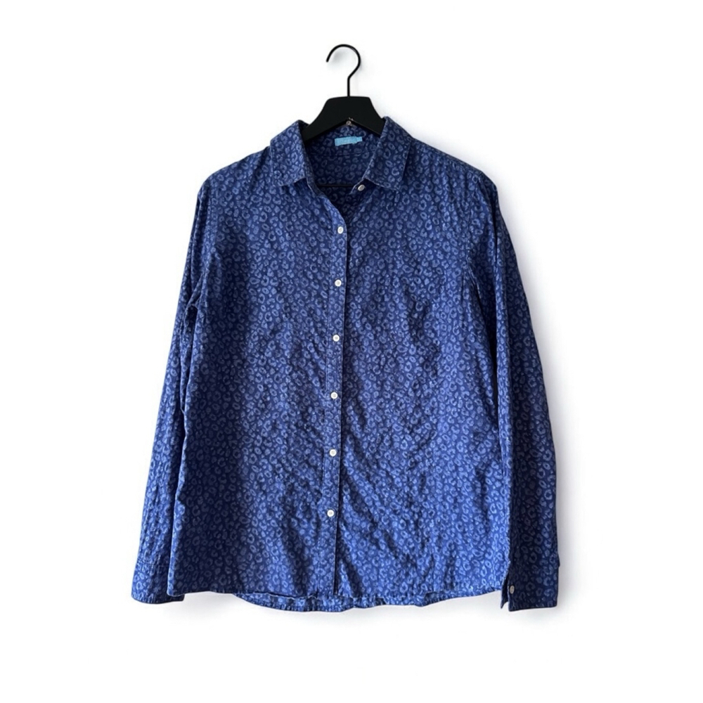 J.Mclaughlin Lois Blouse Textured Blue Leopard Button Down Women’s Small
